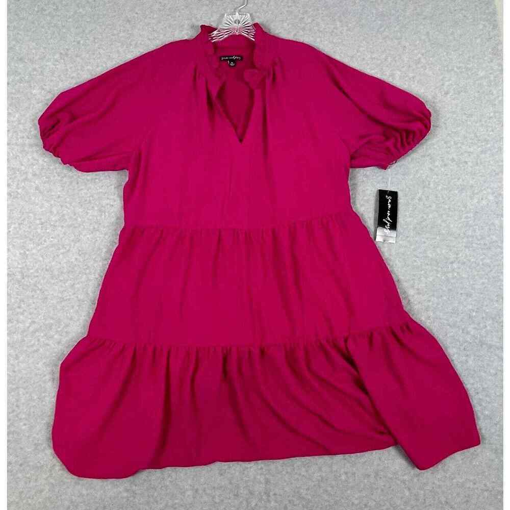 Sam and Jess Dress Womens XL Balloon Fit Flare Fuchsia‎ Berry Red